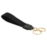 Front product shot of the Oroton Heather Wristlet Strap Keyring in Black/Black and 100% Jacqard webbing for Women