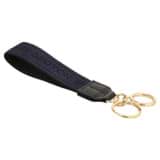 Front product shot of the Oroton Heather Wristlet Strap Keyring in Dk Navy/Black and 100% Jacqard Webbing for Women