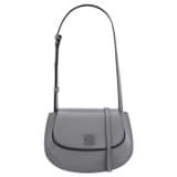 Front product shot of the Oroton Della Saddle Shoulder Bag in Grey Flannel and Smooth leather for Women