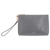 Front product shot of the Oroton Mia Pouch in Grey Flannel and Smooth leather for Women