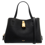 Front product shot of the Oroton Tate Small Three Pocket Day Bag in Black and Pebble leather for Women