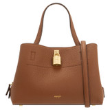Front product shot of the Oroton Tate Small Three Pocket Day Bag in Brandy and Pebble leather for Women