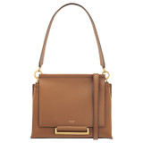 Front product shot of the Oroton Elm Medium Satchel Bag in Tan and Smooth Pebble Leather for Women