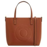 Front product shot of the Oroton Polly Smooth Small Tote in Cognac and Smooth leather fused with saffiano PU for Women