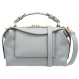 Front product shot of the Oroton Mica Mini Bowler

 in Mist and Pebble leather for Women