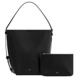 Internal product shot of the Oroton Ellis Hobo in Black and Pebble leather for Women
