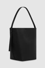 Back product shot of the Oroton Ellis Hobo in Black and Pebble leather for Women