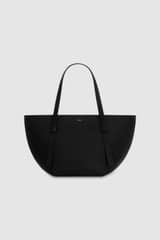 Front product shot of the Oroton Ellis Medium Tote in Black and Pebble leather for Women