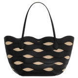 Front product shot of the Oroton Leigh Ric Rac Medium Tote in Black and Smooth leather for Women