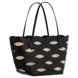 Back product shot of the Oroton Leigh Ric Rac Medium Tote in Black and Smooth leather for Women