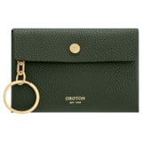 Front product shot of the Oroton Margot Keyring Pouch in Moss and Pebble leather for Women