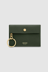 Front product shot of the Oroton Margot Keyring Pouch in Moss and Pebble leather for Women