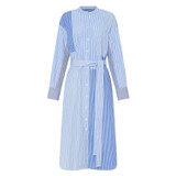 Front product shot of the Oroton Mixed Stripe Shirt Dress in Workwear Blue and 100% cotton for Women