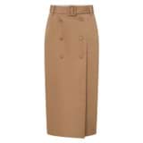 Front product shot of the Oroton Wrap Utility Skirt in Dark Camel and 65% polyester, 35% cotton for Women