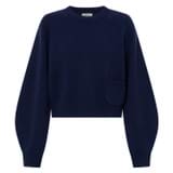 Front product shot of the Oroton Crop Crew Sweater in North Sea and 100% wool for Women