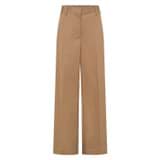 Front product shot of the Oroton Flat Front Pant in Dark Camel and 65% polyester, 35% cotton for Women