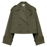 Front product shot of the Oroton Crop Trench in Green Olive and 65% polyester, 35% cotton for Women
