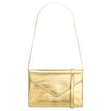 Front product shot of the Oroton Mia Texture Clutch in Gold Metallic and Metallic textured leather for Women