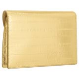 Back product shot of the Oroton Mia Texture Clutch in Gold Metallic and Metallic textured leather for Women