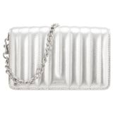 Front product shot of the Oroton Fay Mini Chain Crossbody in Silver and Metallic Leather for Women
