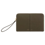 Front product shot of the Oroton Lilly Medium Zip Pouch in Olive and Pebble leather for Women