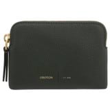 Front product shot of the Oroton Lilly Small Zip Pouch in Fern and Pebble leather for Women