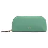 Front product shot of the Oroton Eve Small Beauty Case in Sage Green and Pebble Leather for Women