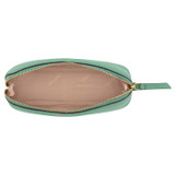 Internal product shot of the Oroton Eve Small Beauty Case in Sage Green and Pebble Leather for Women
