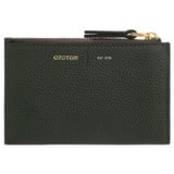 Front product shot of the Oroton Lilly 4 Credit Card Mini Pouch in Fern and Pebble leather for Women