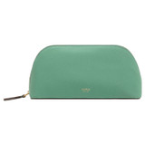 Front product shot of the Oroton Eve Large Beauty Case in Sage Green and Pebble leather for Women