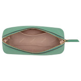 Internal product shot of the Oroton Eve Large Beauty Case in Sage Green and Pebble leather for Women