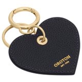 Front product shot of the Oroton Eve Heart Keyring in Dark Navy and Pebble leather for Women