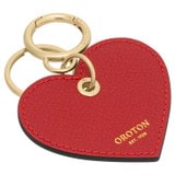 Front product shot of the Oroton Eve Heart Keyring in Dark Ruby and Pebble leather for Women