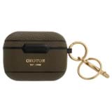 Front product shot of the Oroton Lilly Airpod Pro Keyring in Olive and Pebble leather for Women