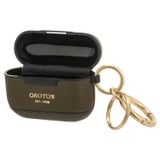 Front product shot of the Oroton Lilly Airpod Pro Keyring in Olive and Pebble leather for Women