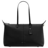 Front product shot of the Oroton Lilly Weekender Tote in Black and Pebble leather for Women
