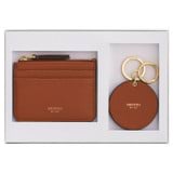 Front product shot of the Oroton Eve Credit Card Pouch And Mirror Keyring in Cognac and Pebble leather for Women