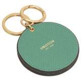 Detail product shot of the Oroton Eve Credit Card Pouch And Mirror Keyring in Sage Green and Pebble leather for Women