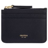 Front product shot of the Oroton Eve Credit Card Pouch And Mirror Keyring in Dark Navy and Pebble leather for Women