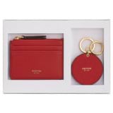 Front product shot of the Oroton Eve Credit Card Pouch And Mirror Keyring in Dark Ruby and Pebble leather for Women