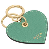 Front product shot of the Oroton Eve Heart Keyring in Sage Green and Pebble leather for Women