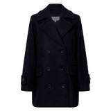 Front product shot of the Oroton Double Breasted Pea Coat in North Sea and 50% wool, 50% polyester for Women