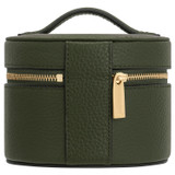 Back product shot of the Oroton Fife Round Travel Jewellery Case in Dark Khaki and Pebble leather for Women