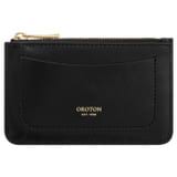 Front product shot of the Oroton Izzie 4 Credit Card Mini Zip Pouch in Black and Smooth leather for Women
