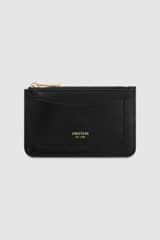 Front product shot of the Oroton Izzie 4 Credit Card Mini Zip Pouch in Black and Smooth leather for Women