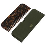 Front product shot of the Oroton Fife Travel Comb in Dark Khaki and Smooth leather for Women