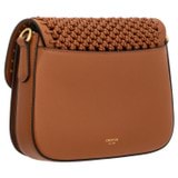 Back product shot of the Oroton Carter Collectable Small Day Bag in Amber and Smooth leather, handwoven leather for Women