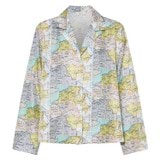 Front product shot of the Oroton French Map Camp Shirt in Multi and 100% silk for Women