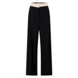 Front product shot of the Oroton Contrast Waist Pant in Black and 53% poly, 42% wool, 5% elastane for Women