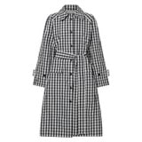 Front product shot of the Oroton Check Trench in Black/White and 100% recycled polyester for Women